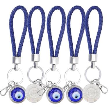 Imagem de Chaveiro Olho Azul Sorte Amuleto Pingente Chaveiro Presente Artesanato para Proteção e Boa Sorte