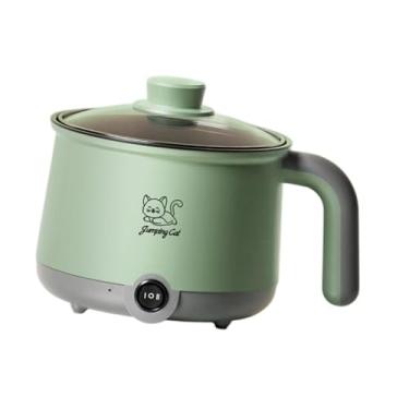 Imagem de IEUDNS Panela elétrica antiaderente, utensílios de cozinha multiuso, ajustável, 1,8 L, panela de macarrão para ovos, aveia, macarrão, bife, macarrão, Verde