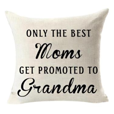 Imagem de Only The Best Moms Get Promoted to Grandma, Pregnancy Announcement Gifts for Grandma Birthday for New Grandmother Granny Throw Fronha de almofada para sofá-cama decoração de casa
