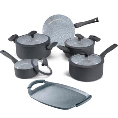 Imagem de Jogo de Panelas Hercules Revestimento Ceramico Indução 6 Peças Antiaderente Cinza