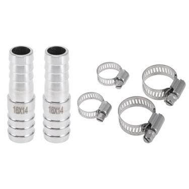 Imagem de VekAuto 1 conjunto de acessórios de mangueira de 1,5 cm x 90,5 cm (5/8 x 35/162.6 cm) redutor de emenda para ar, água, óleo, gás, combustível, aço inoxidável, tom prateado com braçadeiras