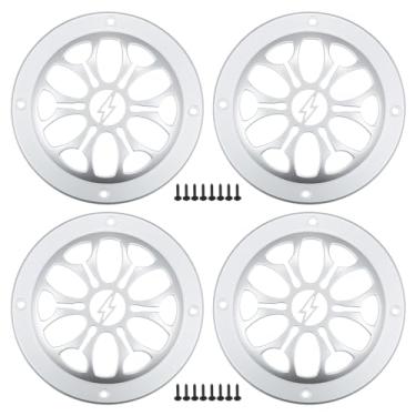 Imagem de ACROPIX Capa de grade de alto-falante de carro de 7,6 cm redonda 7,6 cm caixa protetora de subwoofer com parafusos de montagem ABS prateado - pacote com 4