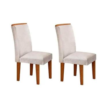 Imagem de Kit 2 Cadeiras Sala Jantar Lunara 2 Un Imbuia Suede Creme Rufato