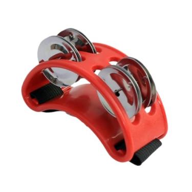 Imagem de Dynwave Pandeiro de pé, pandeiro, agitador portátil, instrumento musical, acessórios, banjo meia lua, pandeiro, ukulele, tambor de pé, Vermelho