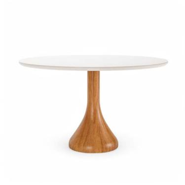 Imagem de Mesa Jantar Maribela Redonda Cor Champagne C/ Vidro Branco 100cm - 767