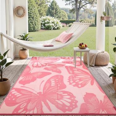 Imagem de Uphome Tapete externo impermeável 1,8 x 2,7 m, tapetes de palha de plástico para trailer, tapete de borboleta reversível externo, tapete de piso interno e externo para quintal, varanda, varanda,