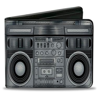 Imagem de Buckle-Down Carteira masculina dobrável padrão Boombox, 10 x 9 cm