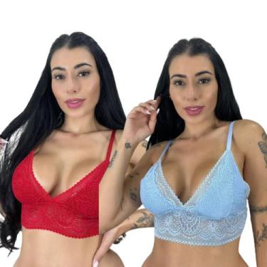 Imagem de Kit 2 Top Cropped De Renda Feminino Sem Bojo Alças Ajustáveis Rendado 