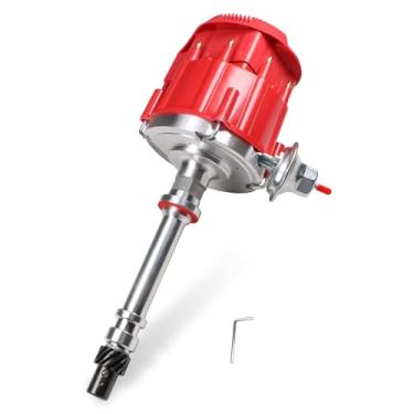 Imagem de JDMSPEED Nova Tampa Vermelha Super Coil Racing HEI Distribuidor Substituição para Chevy SBC 400/350/305 Pequeno Bloco