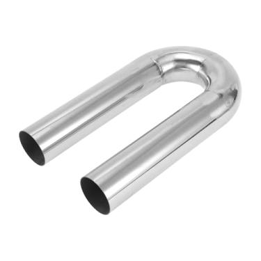 Imagem de Motoforti Tubo de escape de mandril de 180 graus DIY personalizado carro modificado tubulação tubulação 64 mm/2,5" OD 300 mm/11,81" comprimento T304 aço inoxidável prateado
