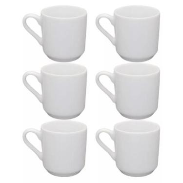 Imagem de Xicara Café Caneca Chá Porcelana Branca 200ml Kit 6 Xicaras Maranata -