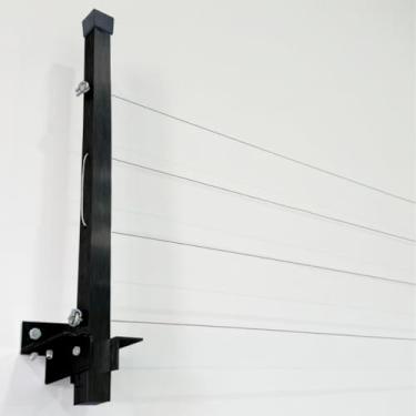 Imagem de Varal Alumínio Reforçado Retrátil De Parede Para Roupas Suporta Até 80kgVaral de Parede Muro Dobrável retrátil Mão Francesa cabo aço 500cm*50cm(Alumínio Preto)