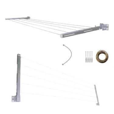 Imagem de Varal Reforçado Retrátil Parede Alumínio KIT COMPLETO+AÇO 400cm*50cm