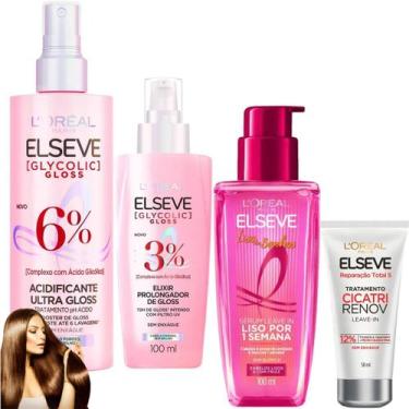Imagem de Kit Elseve Sérum Leave In Novo Liso dos Sonhos Cicatri Renov Glycolic 