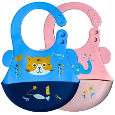 Imagem de Babador De Silicone Para Bebe Com Pega Migalhas - Lunar Z, Azul