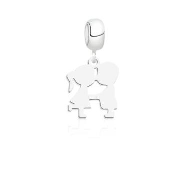 Imagem de Berloque casal beijando liso prata 925 legítima - Elegancy pratas