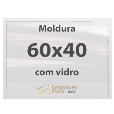Imagem de Moldura 60x40 Branca Com Vidro, para Quadros Decorativo para sala, quarto, escritório, poster, casa, fotos, Certificados, Diplomas, Alvara Porta Retrato.
