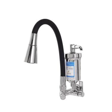 Imagem de Torneira Filtro Gourmet Flexível Cozinha Parede Cone Preto - Um Novo C