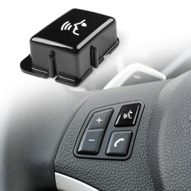 Imagem de FINMOKAL Capa preta para botão de controle de voz para volante compatível com BMW Série 1 E81 E82 E87 2006-2011 Série 3 E90 E92 E93 M3 2007-2013 X1 E84 08-15