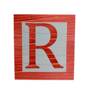 Imagem de Cubo Azul Letra Vermelha com Aplique Festa Chá de Bebê Decoração 8x8x8