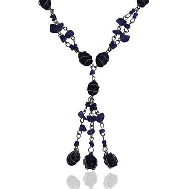 Imagem de Touchstone Colar feminino indiano de Bollywood moderno lindo feito à mão com contas coloridas de designer longo e deslumbrante, Liga metálica, Sem pedras preciosas