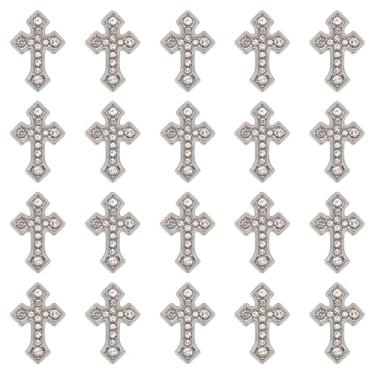 Imagem de SUNNYCLUE 1 caixa, 30 peças, pingentes deslizantes de strass, contas de cruz de prata, liga de metal, crucifixo de Páscoa, espaçador de cristal sagrado, contas para colar, gargantilhas, pulseiras