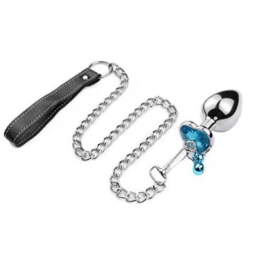 Imagem de Plug Anal de Alumínio com Base em Forma de Coração e Trela - Master