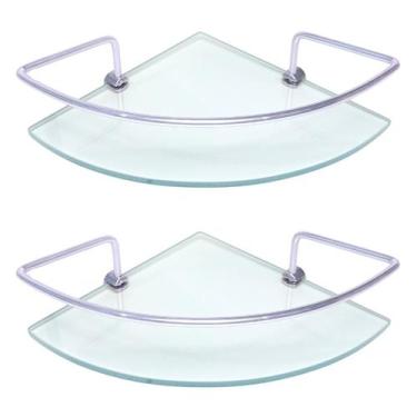 Imagem de Kit C/ 2 Porta Shampoo de Canto Cromado Com Vidro Incolor  - Montelar 