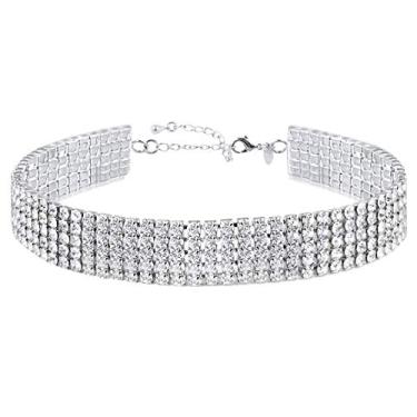 Imagem de Colar de corrente em camadas, design de dente de tubarão, borla, strass branco, colares gargantilhas para mulheres na moda, coral, Zircônia cúbica