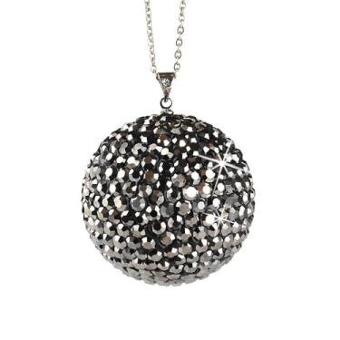 Imagem de Espelho retrovisor de carro com bola de cristal de diamante, enfeite de decoração de casa com strass, pingente de decoração de apanhador de sol de cristal para picape, SUV, carro universal (preto