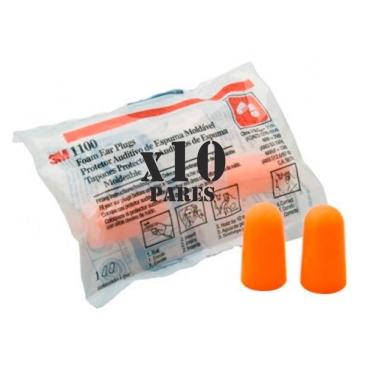 Imagem de Kit 10 Pares Protetor Ouvidos Abafador Auricular De Espuma 3m Modelo 1100
