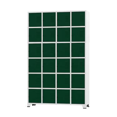 Imagem de Armário Roupeiro De Aço 24 Portas Para Vestiário Academia Locker Verde Escuro com Chave