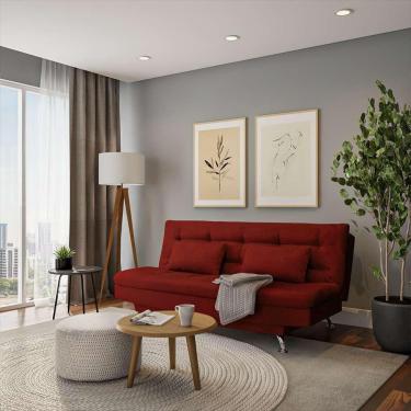 Imagem de Sofá-Cama Casal 3 Lugares Prestigio Suede Vermelho
