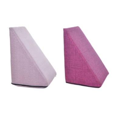 Imagem de 2 Almofada Travesseiros Triangular Encosto Apoio Costas Repouso Leitura Anatômico 36x58x34(Rosa+Pink,Único)