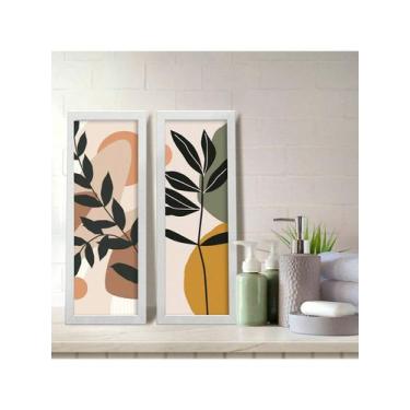 Imagem de Kit 2 Quadros Decorativos Banheiro Lavabo Floral Minimalista - NoBrand