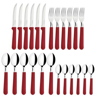 Imagem de Faqueiro Tramontina Tulum Lâminas Aço Inox Vermelho 24 Peças