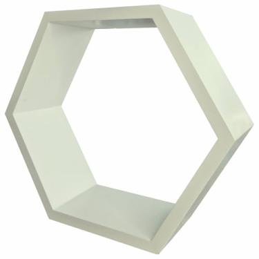 Imagem de Nicho Hexágonal Colméia Colorido em Mdf Laqueado para Parede - 38x44x12cm Cor:AMARELO BAUNILHA;Tamanho:38X44X12 CM