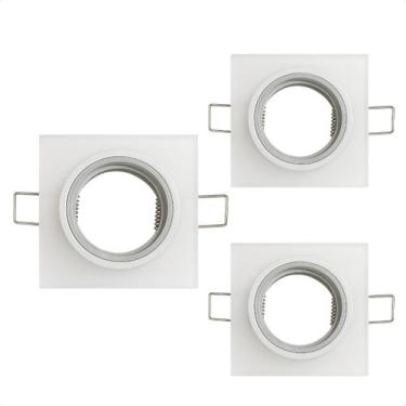 Imagem de Kit 3 Spot Taschibra Quadrado Embutir Vidro Jateado SP23 Mr16 Bivolt