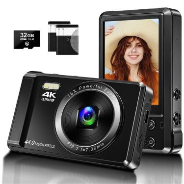 Imagem de Câmera digital Ruwaqart 4K uhd 44MP com cartão sd de 32GB e 2 baterias