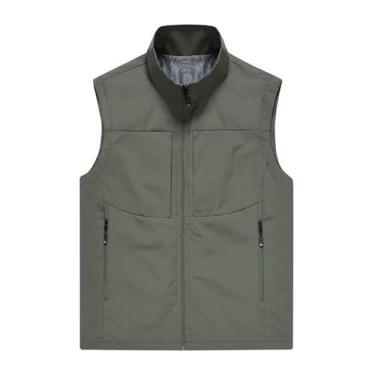 Imagem de Colete De Pesca Masculino Casual Respirável Com Zíper E Sem Mangas Para Atividades Ao Ar Livre Com Bolsos, Fotografia Ao Ar Livre Viagem Caminhada Caça Colete Jaqueta, Para Escalada(Green,Small)