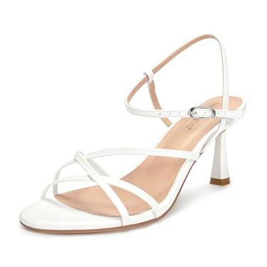 Imagem de wetkiss Salto gatinho com tiras para mulheres, salto baixo, sandálias confortáveis, tira no tornozelo ajustável, bico redondo, aberto, vestido de festa, casamento, preto, branco, vermelho, prata