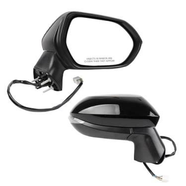 Imagem de Dasbecan Espelho lateral do passageiro, preto, compatível com Toyota Corolla SE& SE 2019-2022, ajuste de potência dobrável manual aquecido com seta para porta direita, conjunto de espelho retrovisor