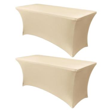 Imagem de Capa de mesa Obstal Stretch Spandex, 6 pés, champanhe, pacote com 2