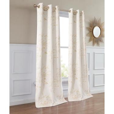 Imagem de Cortinas escurecidas para quarto e sala de estar, conjunto de 2 painéis, 96,5 cm x 213,4 cm (total de 193 cm de largura), controle de luz e privacidade, semiescurecido, lavável na máquina, ilhós de