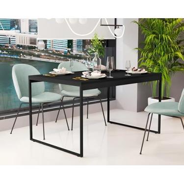 Imagem de Mesa Industrial Retangular 120x80 Pé Metal Cozinha Jantar (Preto/Preto)