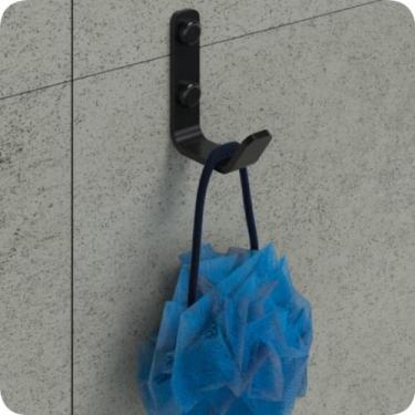 Imagem de Kit 10 Cabides Gancho De Parede Preto Fosco Para Toalha Plus - MetalCr