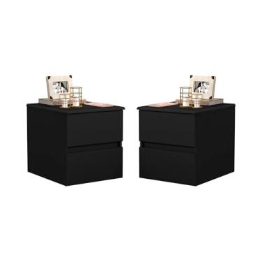 Imagem de Kit 2 Mesas De Cabeceira Suspensa Flutuante Mini Tóquio Decoração (PRETO)