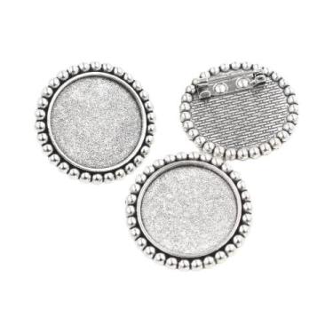 Imagem de Broche de Bronze Banhado a Prata - Estilo Folhas - 5 Peças com Base pa