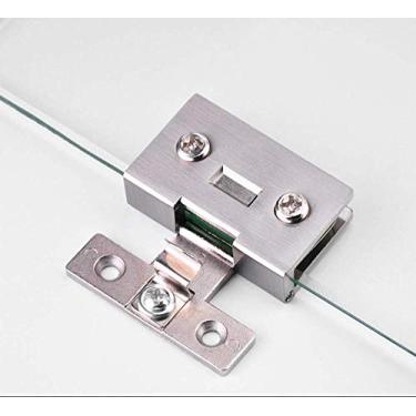 Imagem de (2 peças) Dobradiça de porta de vidro de armário de aço inoxidável, dobradiça de porta de armário de vinho, dobradiça de vidro de armário, braçadeira de vidro sem perfuração, suporte de parede de