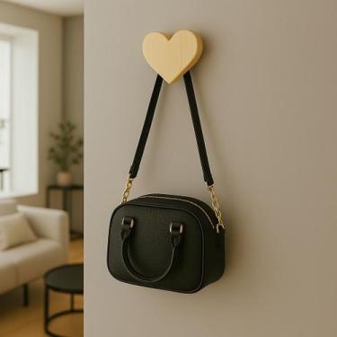 Imagem de Kit Cabideiro Pinus Coração Pendurador de Casados e Bolsas - Oliva Sto